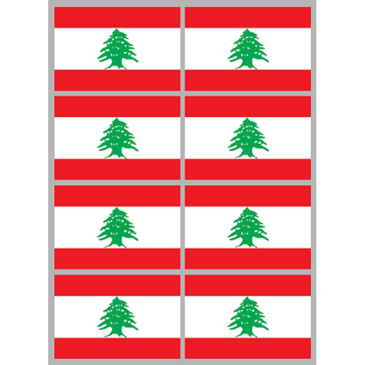 Drapeau Liban (8 fois 9,5x6,3cm) - Sticker/autocollant