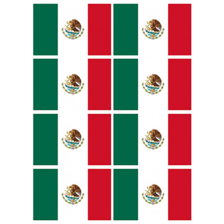 Drapeau Mexique (8 fois 9,5x6.3cm) - Sticker/autocollant