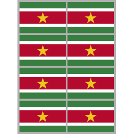 Drapeau Suriname (8 stickers - 9.5 x 6.3 cm) - Sticker/autocollant