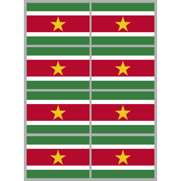 Drapeau Suriname (8 stickers - 9.5 x 6.3 cm) - Sticker/autocollant