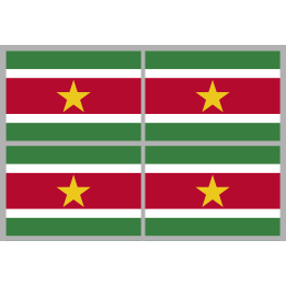 Drapeau Suriname (4 stickers - 9.5 x 6.3 cm) - Sticker/autocollant