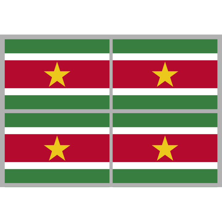 Drapeau Suriname (4 stickers - 9.5 x 6.3 cm) - Sticker/autocollant