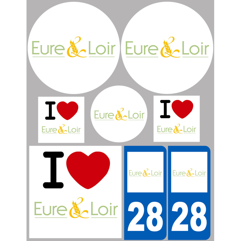 l'Eure et Loir (8 autocollants variés) - Sticker/autocollant