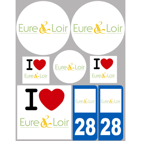 l'Eure et Loir (8 autocollants variés) - Sticker/autocollant