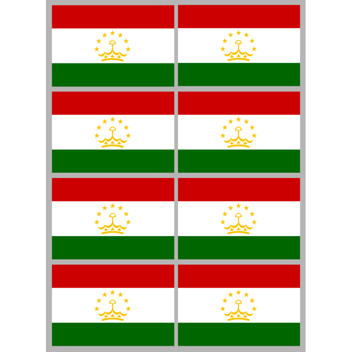 Drapeau Tadjikistan (8 stickers - 9.5 x 6.3 cm) - Sticker/autocollant