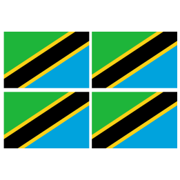 Drapeau Tanzanie (4 stickers - 9.5 x 6.3 cm) - Sticker/autocollant