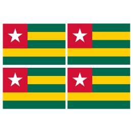 Drapeau Togo (4 stickers - 9.5 x 6.3 cm) - Sticker/autocollant
