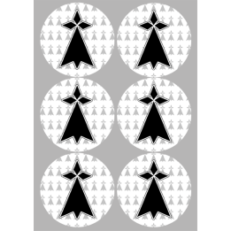 Drapeau Bretagne hermine (6 fois 9cm) -  Sticker/autocollant