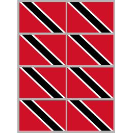 Drapeau Trinité-et-Tabago (8 stickers - 9.5 x 6.3 cm) - Sticker/autoc