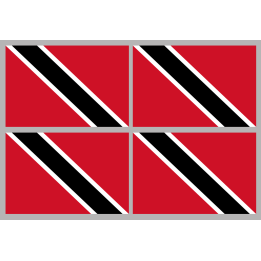 Drapeau Trinité-et-Tabago (4 stickers - 9.5 x 6.3 cm) - Sticker/autoc