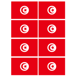 Drapeau Tunisie (8 stickers - 9.5 x 6.3 cm) - Sticker/autocollant