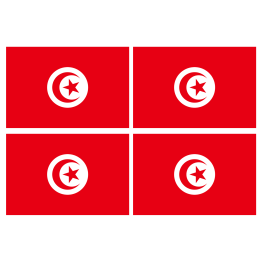 Drapeau Tunisie (4 stickers - 9.5 x 6.3 cm) - Sticker/autocollant