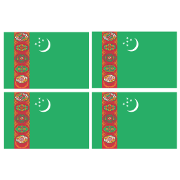 Drapeau Turkménistan (4 stickers - 9.5 x 6.3 cm) - Sticker/autocollan