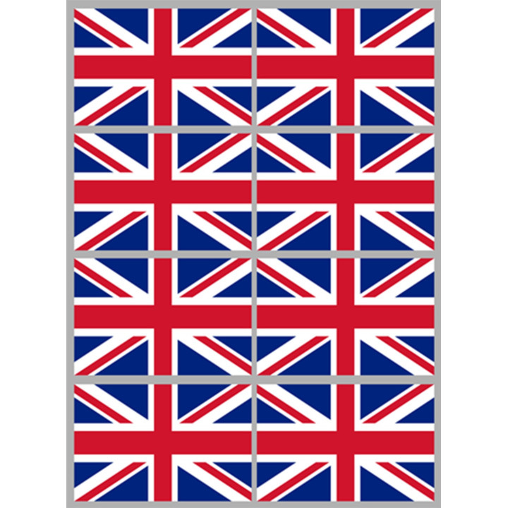 Drapeau Grande Bretagne (8 fois 9.5x6.3 cm) - Sticker/autocollant