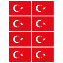 Drapeau Turquie (8 fois 9.5x6.3cm) - Sticker/autocollant