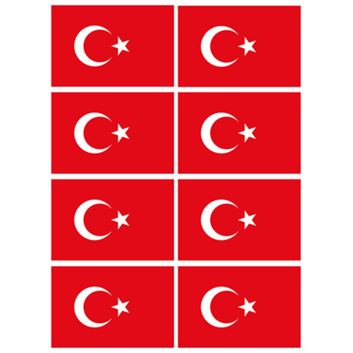 Drapeau Turquie (8 fois 9.5x6.3cm) - Sticker/autocollant