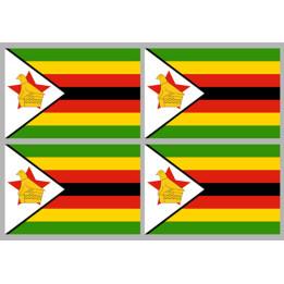 Drapeau Zimbabwe (4 fois9.5x6.3 cm) - Sticker/autocollant
