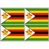 Drapeau Zimbabwe (4 fois9.5x6.3 cm) - Sticker/autocollant