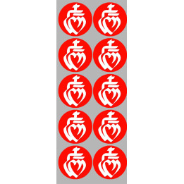 Vendée Blanc sur Fond Rouge (10 fois 5cm) - Sticker/autocollant