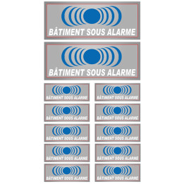 Bâtiment sous protection (2 fois 15x6cm / 10 fois 7x2.5cm) - Sticker/
