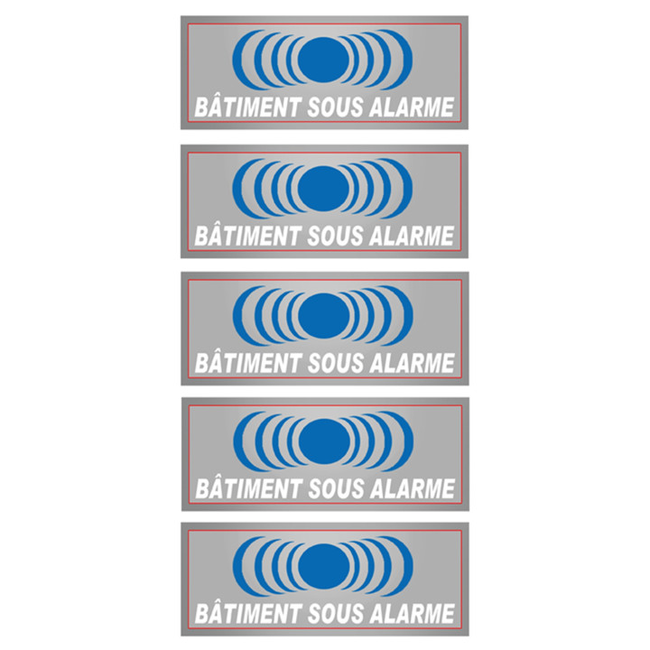 Bâtiment sous protection (5 fois 7x2.5cm) - Sticker/autocollant