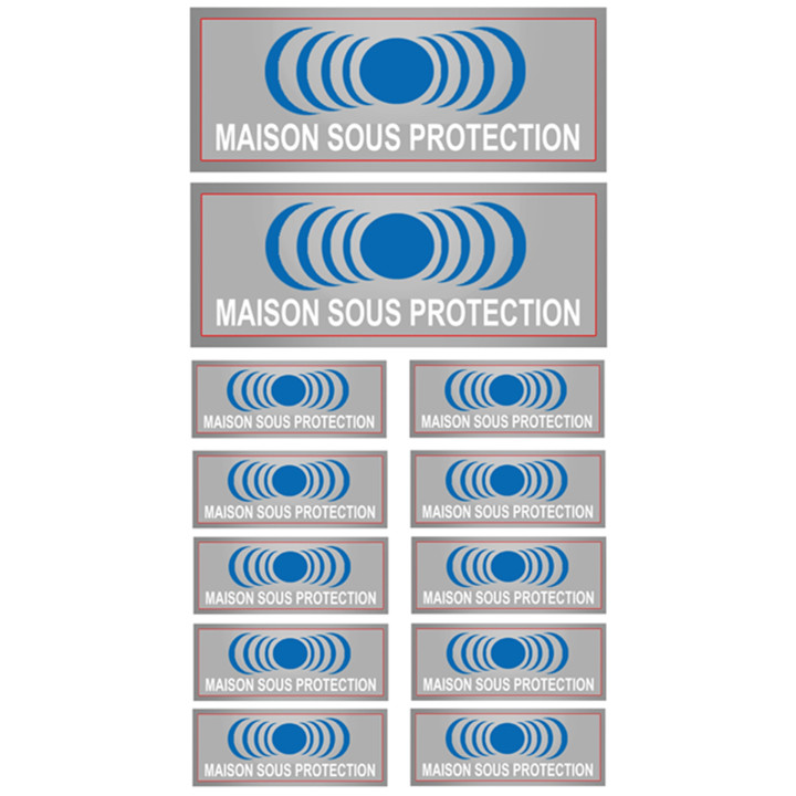 Maison sous protection (2 fois 15x6cm & 10 fois 7x2.5cm) - Sticker/aut
