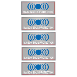 Maison sous protection (5 fois 7x2.5cm) - Sticker/autocollant