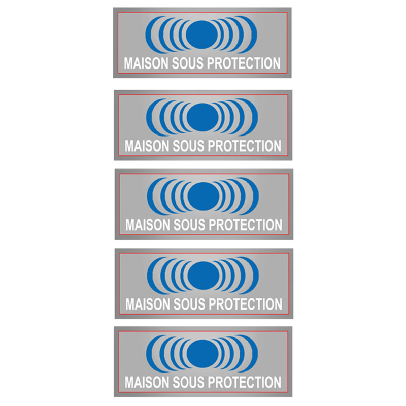 Maison sous protection (5 fois 7x2.5cm) - Sticker/autocollant
