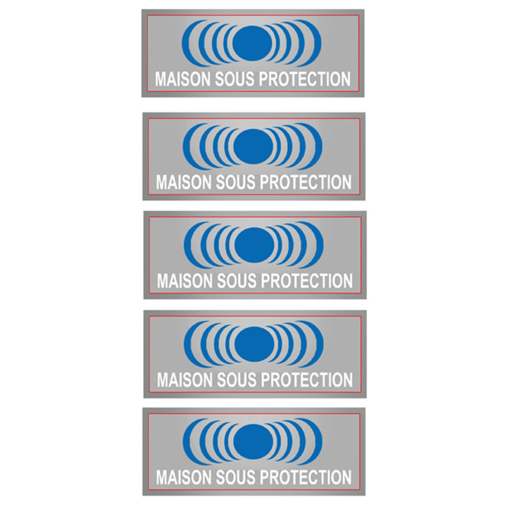 Maison sous protection (5 fois 7x2.5cm) - Sticker/autocollant