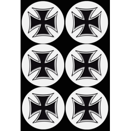 Croix de Malte noir (6 fois 9cm) - Sticker/autocollant