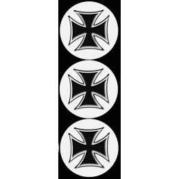 Croix de Malte noir (3 fois 9cm) - Sticker/autocollant