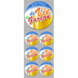 Autocollant Enterrement de vie de garçon 2 (1 fois 9cm et 6 fois 5cm)