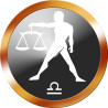 Signe du zodiaque Balance Rond Doré (8cm de diamètre) - Sticker/auto