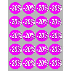 Soldes remise 20% rond (20 fois 5cm) - Sticker/autocollant