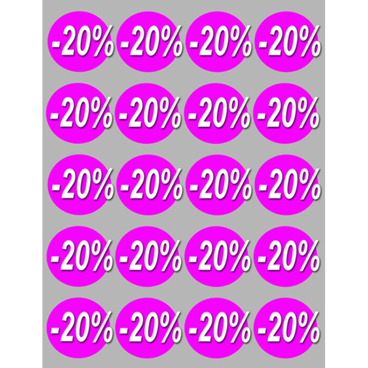 Soldes remise 20% rond (20 fois 5cm) - Sticker/autocollant