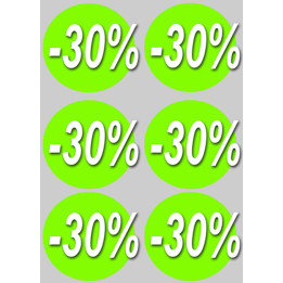 Soldes remise 30% rond (6 fois 10cm) - Sticker/autocollant