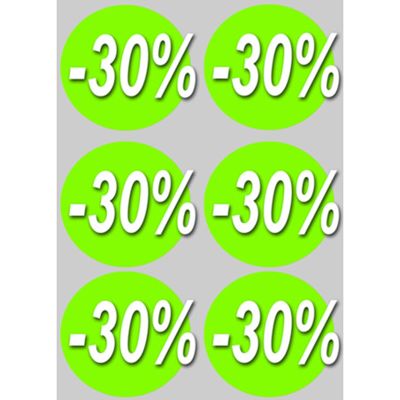 Soldes remise 30% rond (6 fois 10cm) - Sticker/autocollant