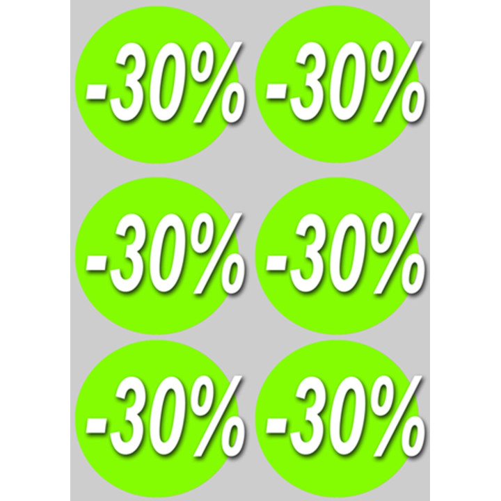 Soldes remise 30% rond (6 fois 10cm) - Sticker/autocollant