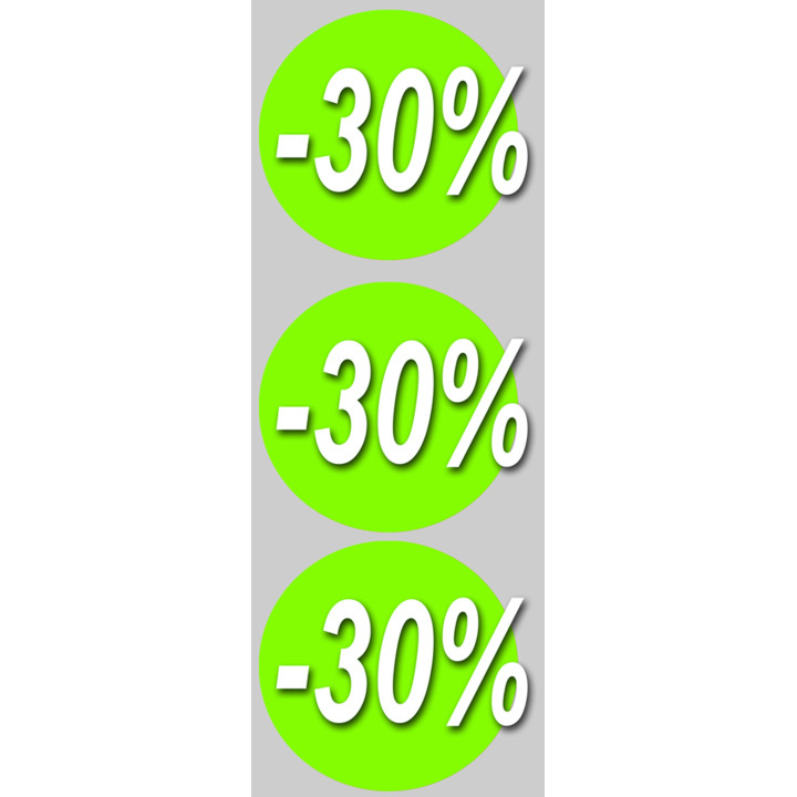 Soldes remise 30% rond (3 fois10cm) - Sticker/autocollant