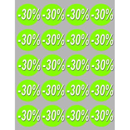 Soldes remise 30% rond (20 fois 5cm) - Sticker/autocollant