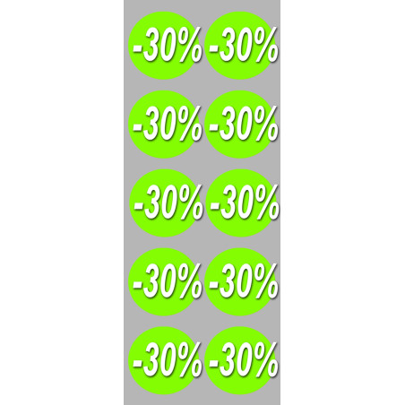 Soldes remise 30% rond (10 fois 5cm) - Sticker/autocollant