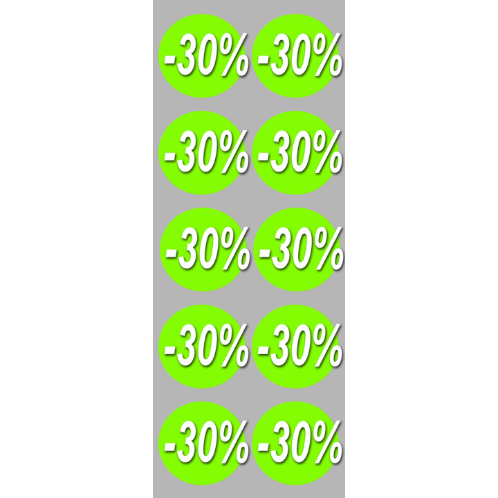 Soldes remise 30% rond (10 fois 5cm) - Sticker/autocollant