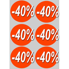 Soldes remise 40% (6 fois 10cm) - Sticker/autocollant