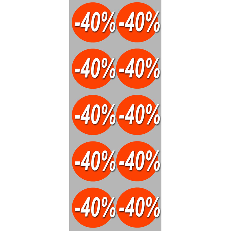 Soldes remise 40% (10 fois 5cm) - Sticker/autocollant