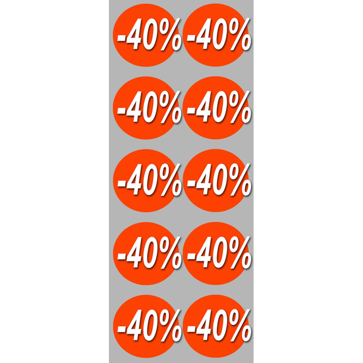 Soldes remise 40% (10 fois 5cm) - Sticker/autocollant