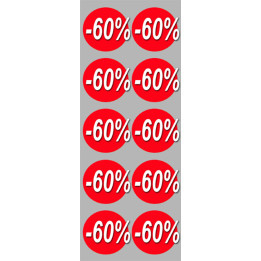 Soldes remise 60% (10 fois 5cm)  - Sticker/autocollant