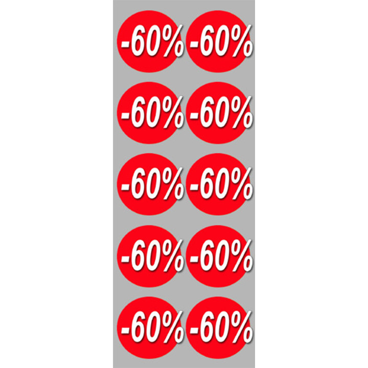 Soldes remise 60% (10 fois 5cm)  - Sticker/autocollant