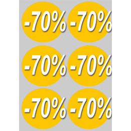 Soldes remise 70% (6 fois 10cm)  - Sticker/autocollant