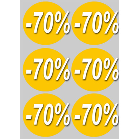 Soldes remise 70% (6 fois 10cm)  - Sticker/autocollant