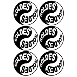 Soldes Yin Yang (6 fois 9.5x9.5cm) - Sticker/autocollant